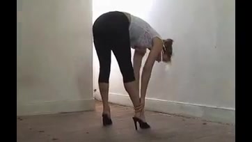 hot brit in spandex busts balls in old vid