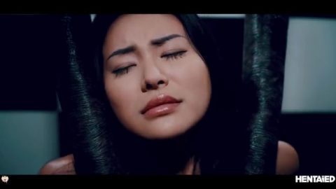 Hot Japanese chick got destroyed by alien monsters and explodes with cum