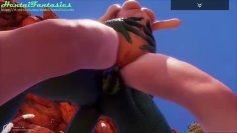 3d hentai uncensored | The lizard with two dicks fucks a beauty with double penetration